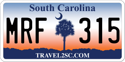 SC license plate MRF315