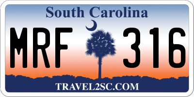 SC license plate MRF316