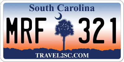 SC license plate MRF321