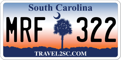 SC license plate MRF322