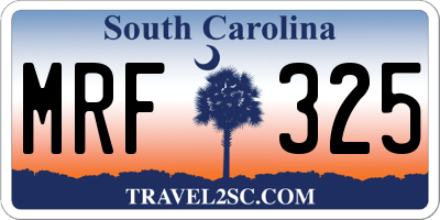 SC license plate MRF325
