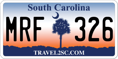 SC license plate MRF326