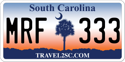 SC license plate MRF333