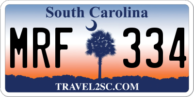 SC license plate MRF334