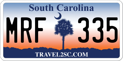 SC license plate MRF335