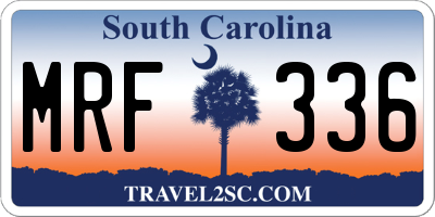SC license plate MRF336