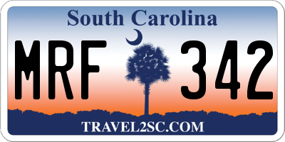 SC license plate MRF342