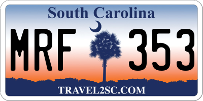 SC license plate MRF353
