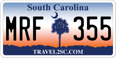 SC license plate MRF355