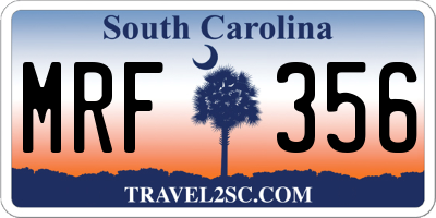 SC license plate MRF356