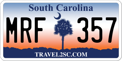 SC license plate MRF357