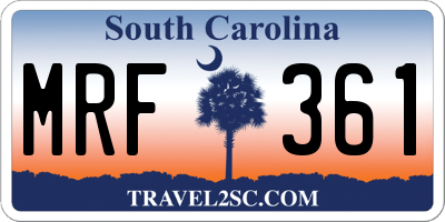 SC license plate MRF361