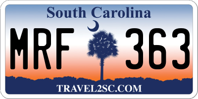 SC license plate MRF363