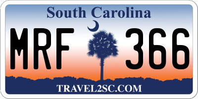 SC license plate MRF366