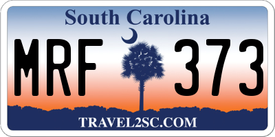 SC license plate MRF373