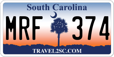 SC license plate MRF374