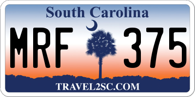 SC license plate MRF375