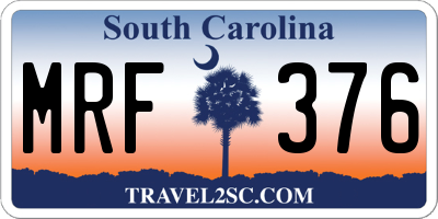 SC license plate MRF376