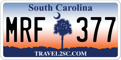 SC license plate MRF377