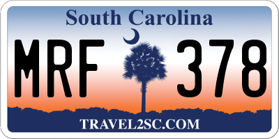 SC license plate MRF378