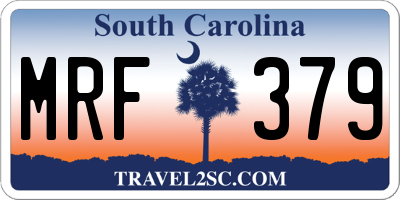 SC license plate MRF379