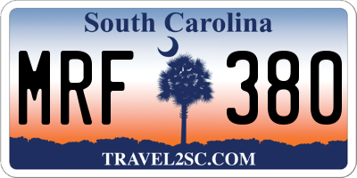 SC license plate MRF380