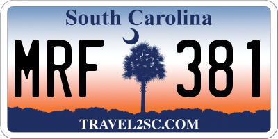 SC license plate MRF381