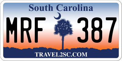 SC license plate MRF387