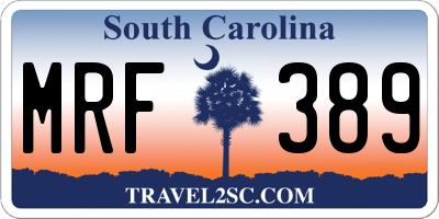 SC license plate MRF389