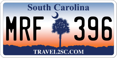 SC license plate MRF396