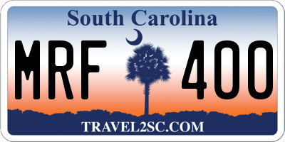 SC license plate MRF400