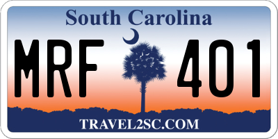 SC license plate MRF401