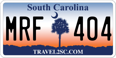 SC license plate MRF404