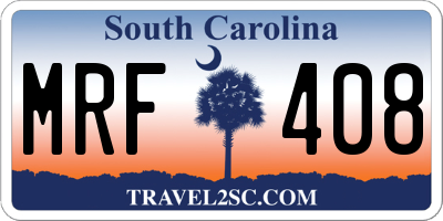 SC license plate MRF408