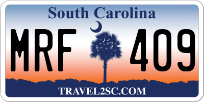 SC license plate MRF409