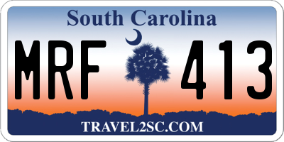 SC license plate MRF413