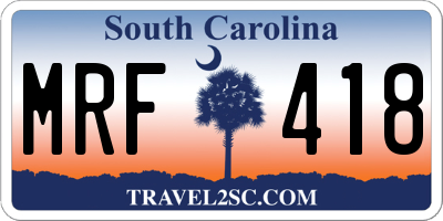 SC license plate MRF418