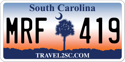 SC license plate MRF419