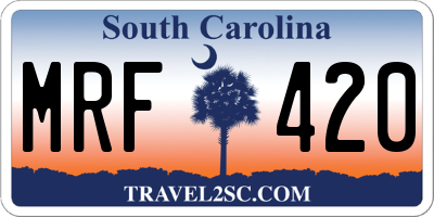 SC license plate MRF420
