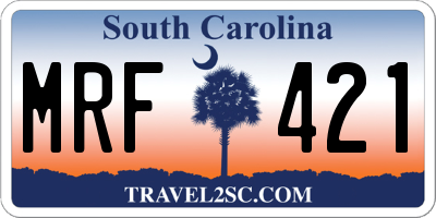 SC license plate MRF421