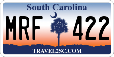 SC license plate MRF422