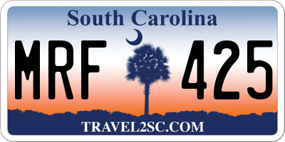 SC license plate MRF425