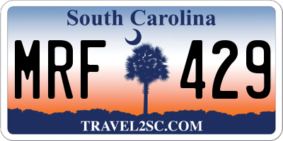 SC license plate MRF429
