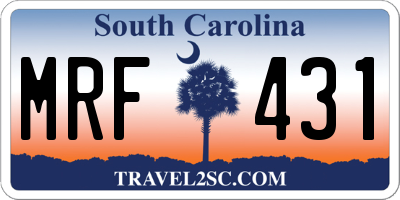 SC license plate MRF431