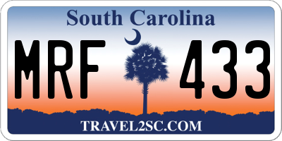 SC license plate MRF433