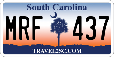 SC license plate MRF437