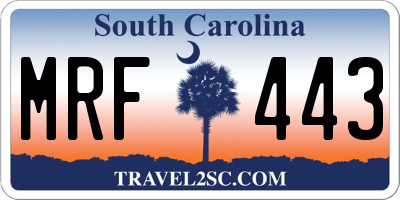 SC license plate MRF443