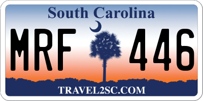 SC license plate MRF446