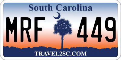 SC license plate MRF449