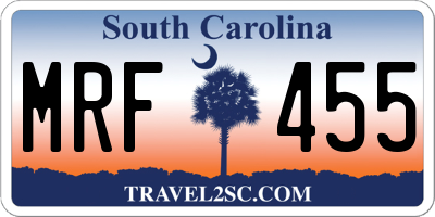 SC license plate MRF455